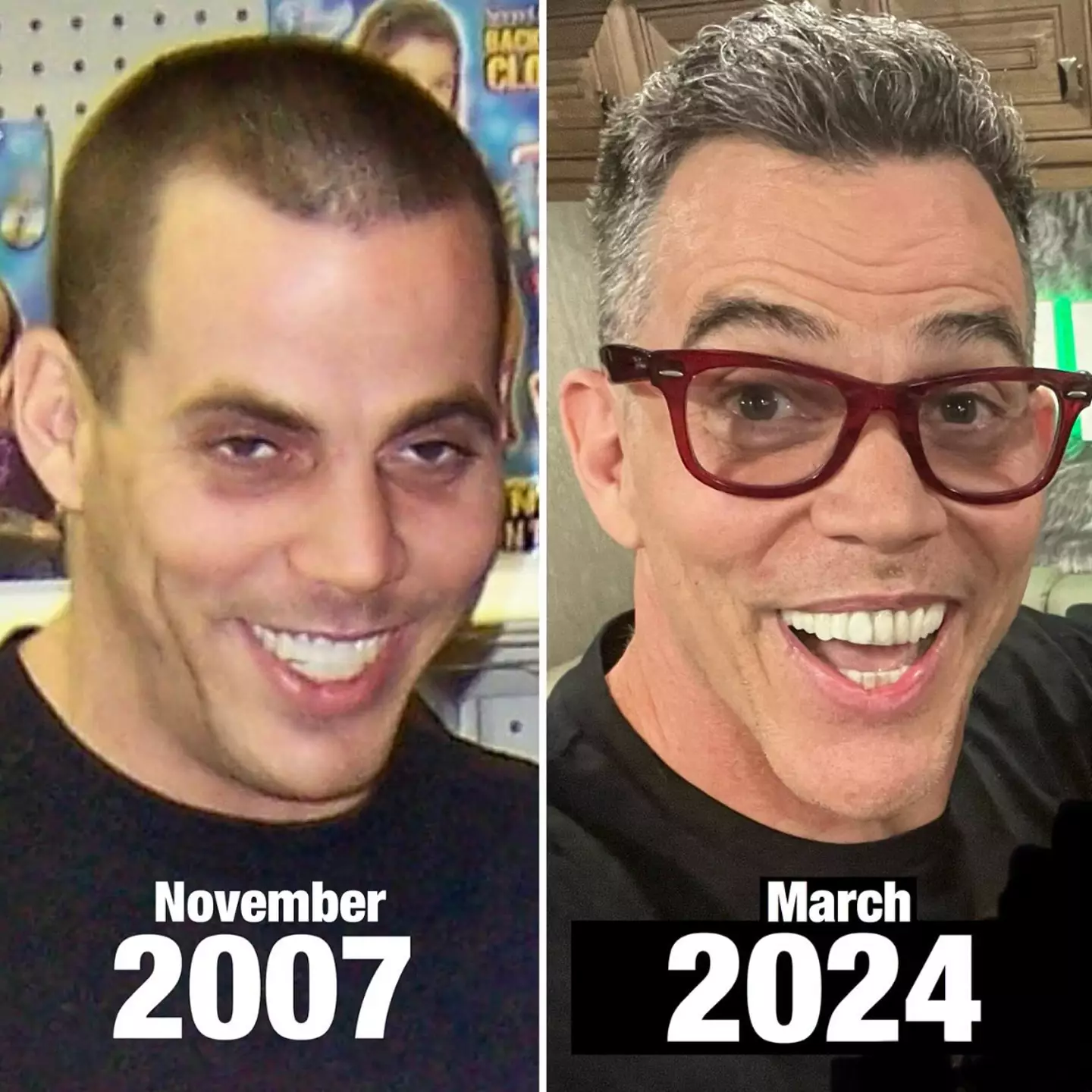 Steve-O's post shows a stark contrast.