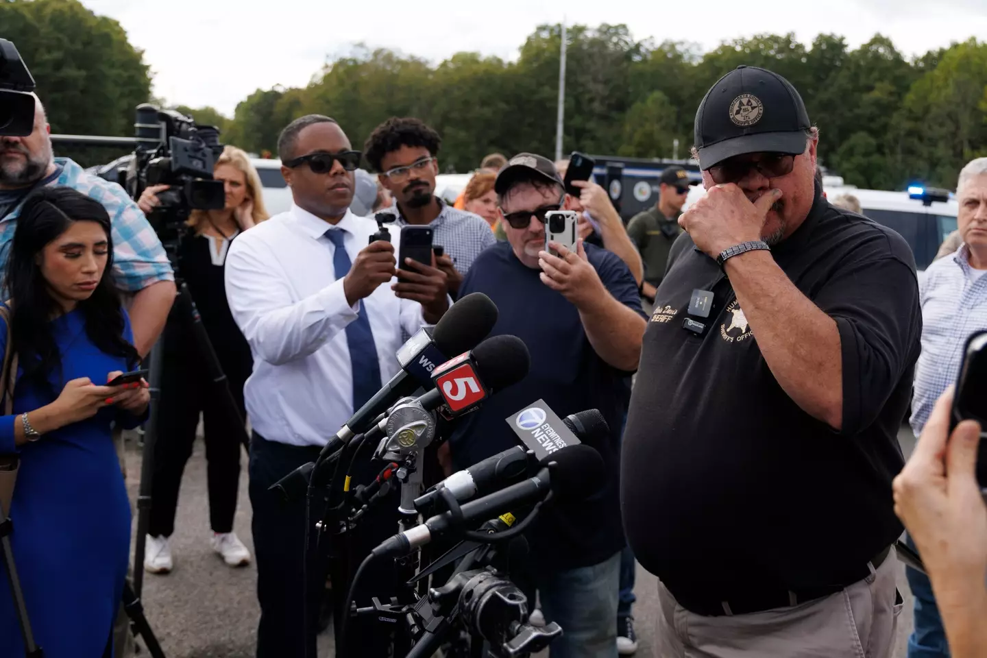 Sheriff Davis became emotional as he revealed there has been no survivors from the blast (Photo by Brett Carlsen/Getty Images)