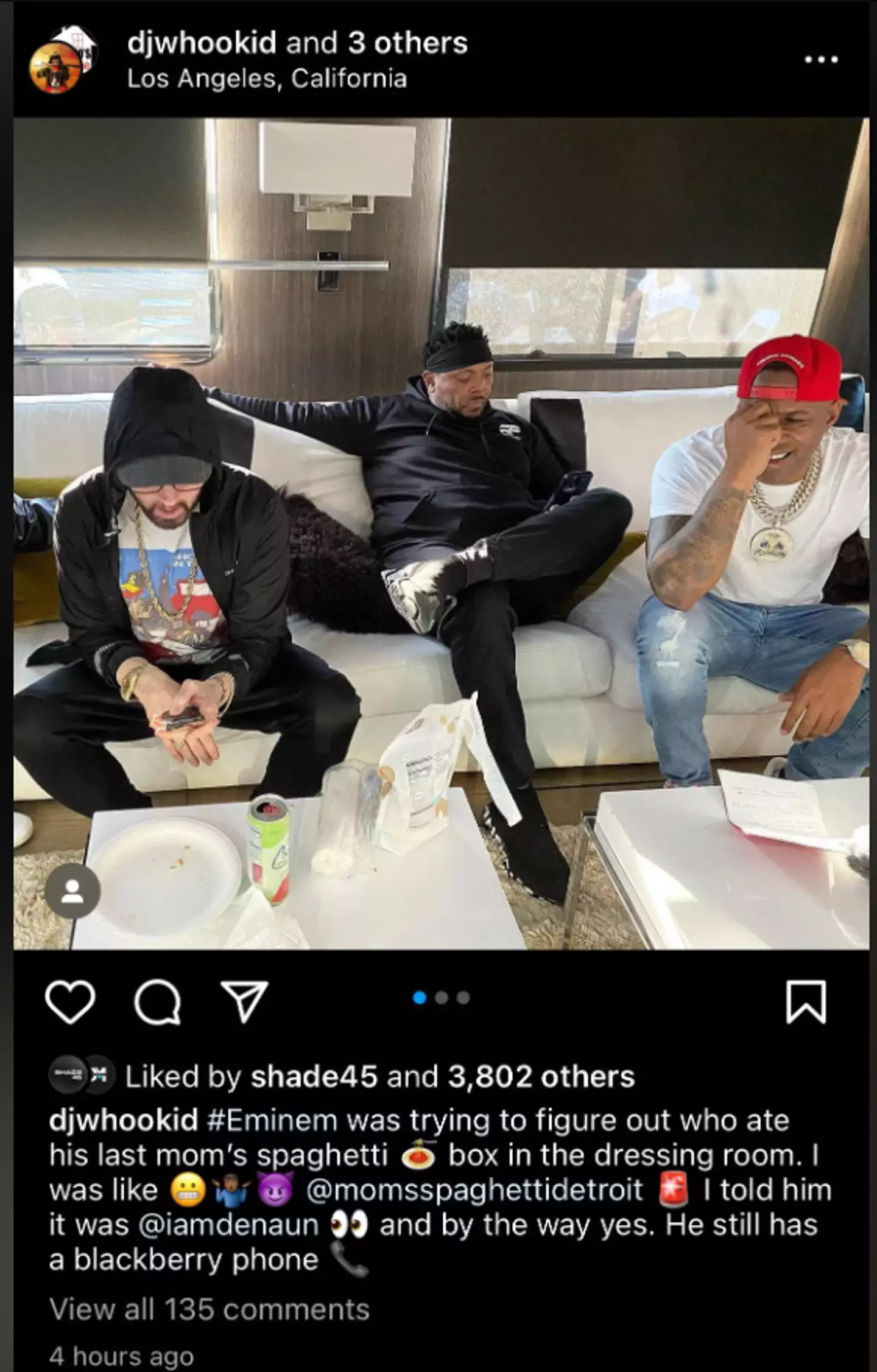 The rapper was snapped on DJWhooKid's instagram.