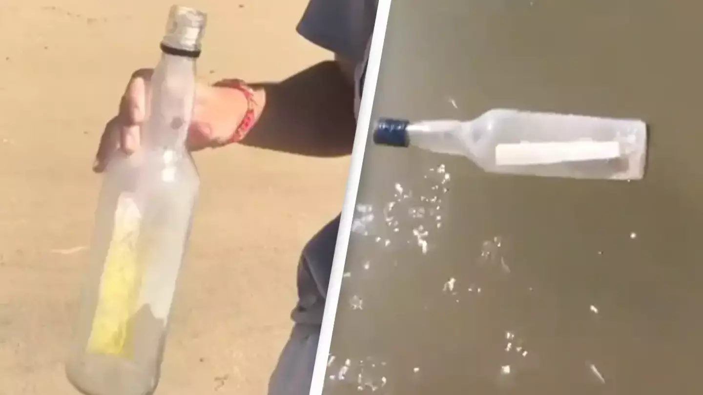 Couple make morbid discovery after picking up what they thought was 'message in a bottle'