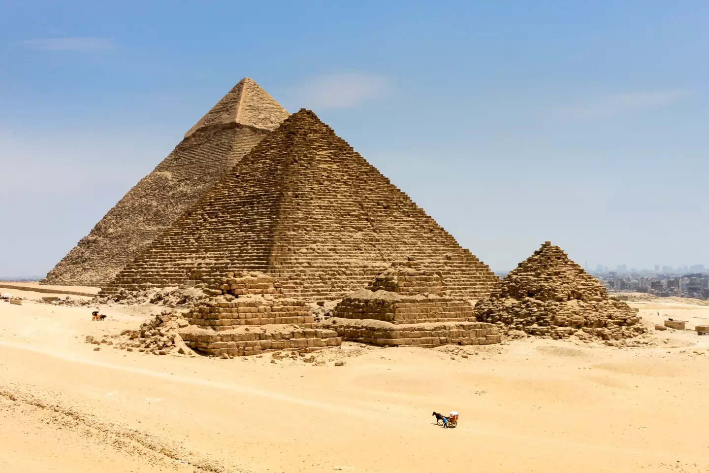 The Egyptian pyramids are a hugely famous tourist spot.
