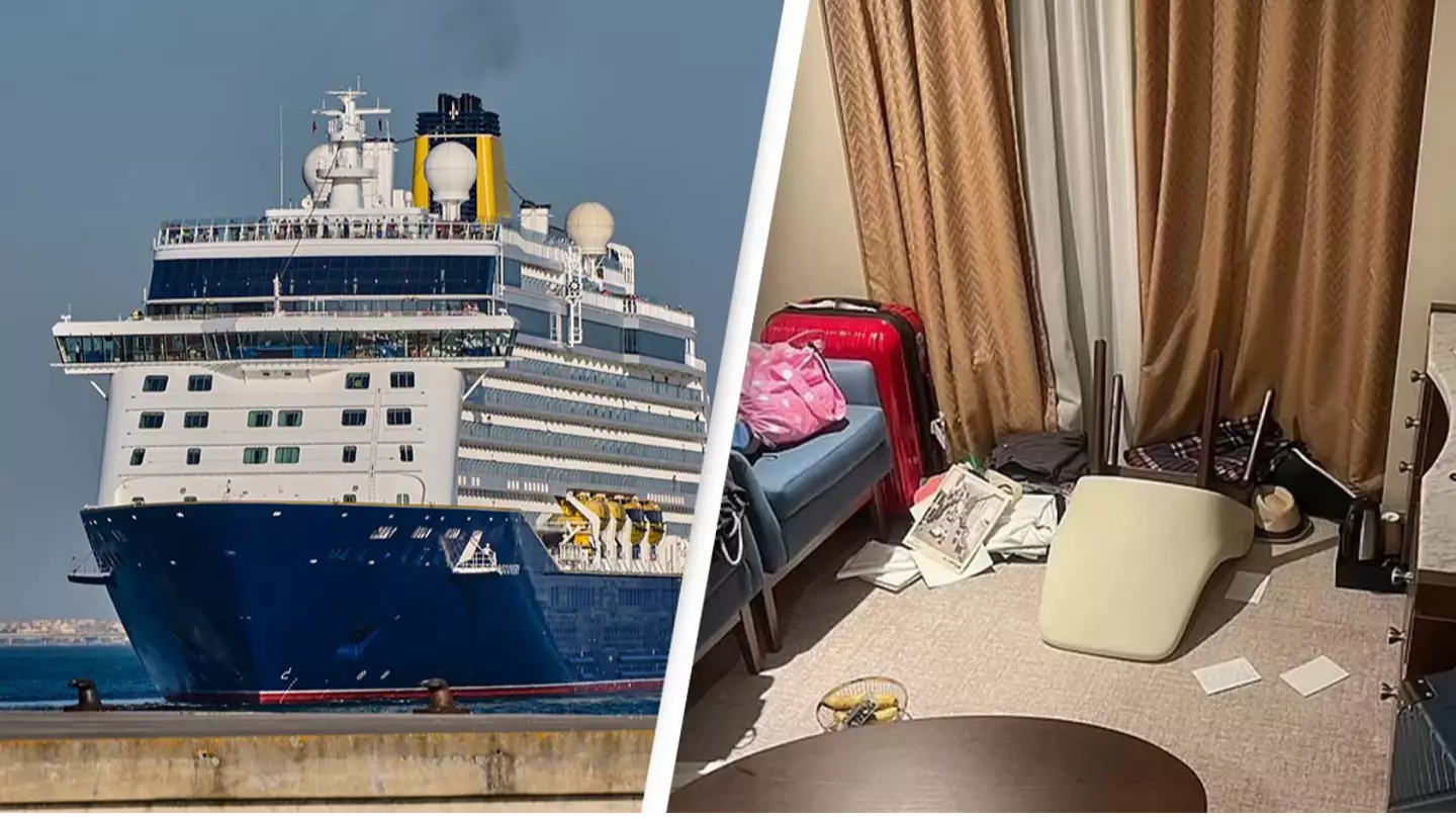 Video shows horrifying moment cruise ship encounters rough seas leaving 100 people injured