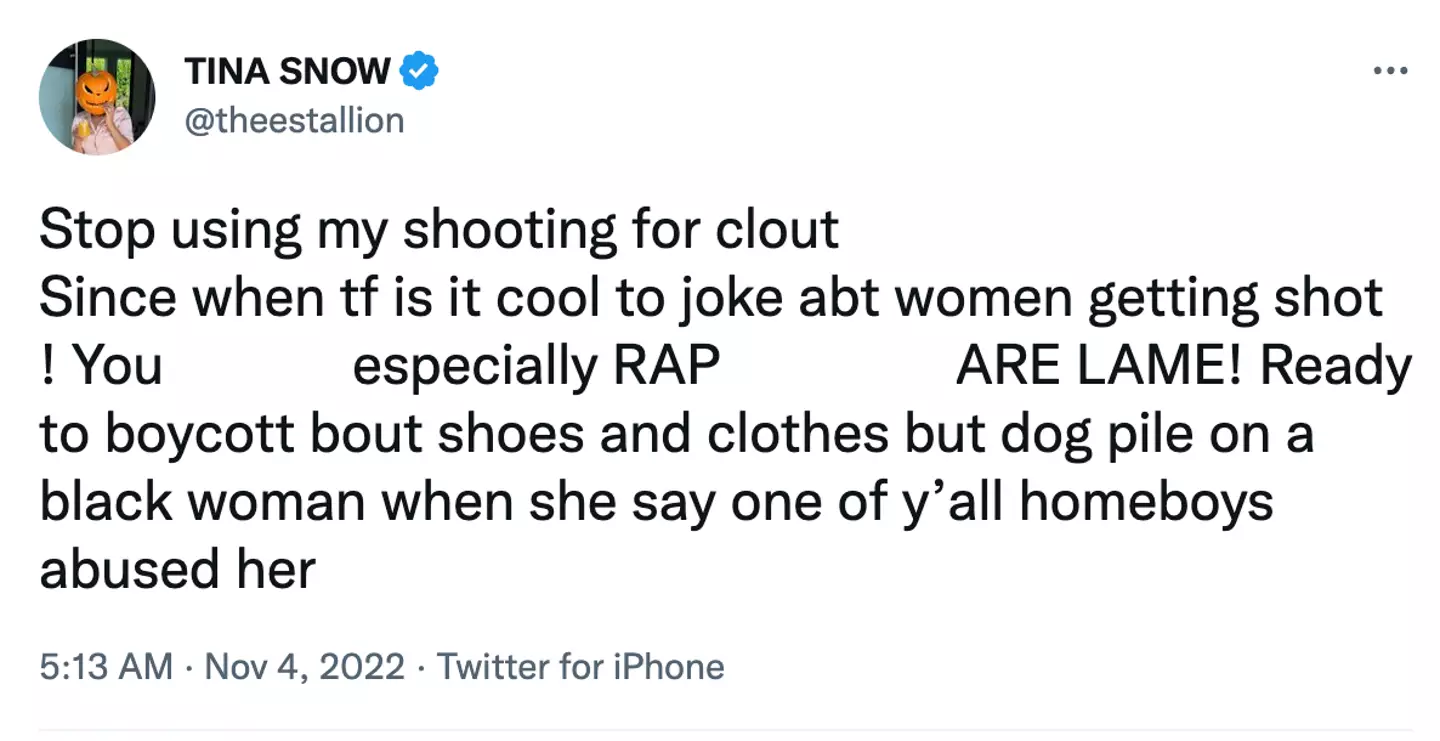 Megan Thee Stallion slammed those using her experience for 'clout'.
