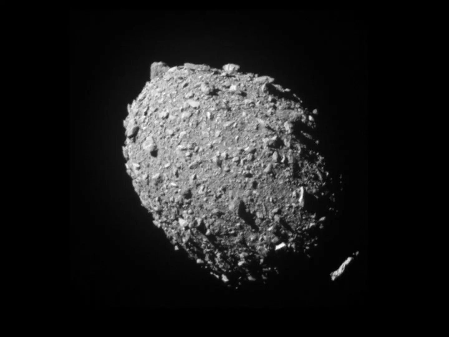A NASA and Space X mission saw asteroid moonlet Dimorphos, which was 530ft wide, impacted by a van-sized rocket (NASA)