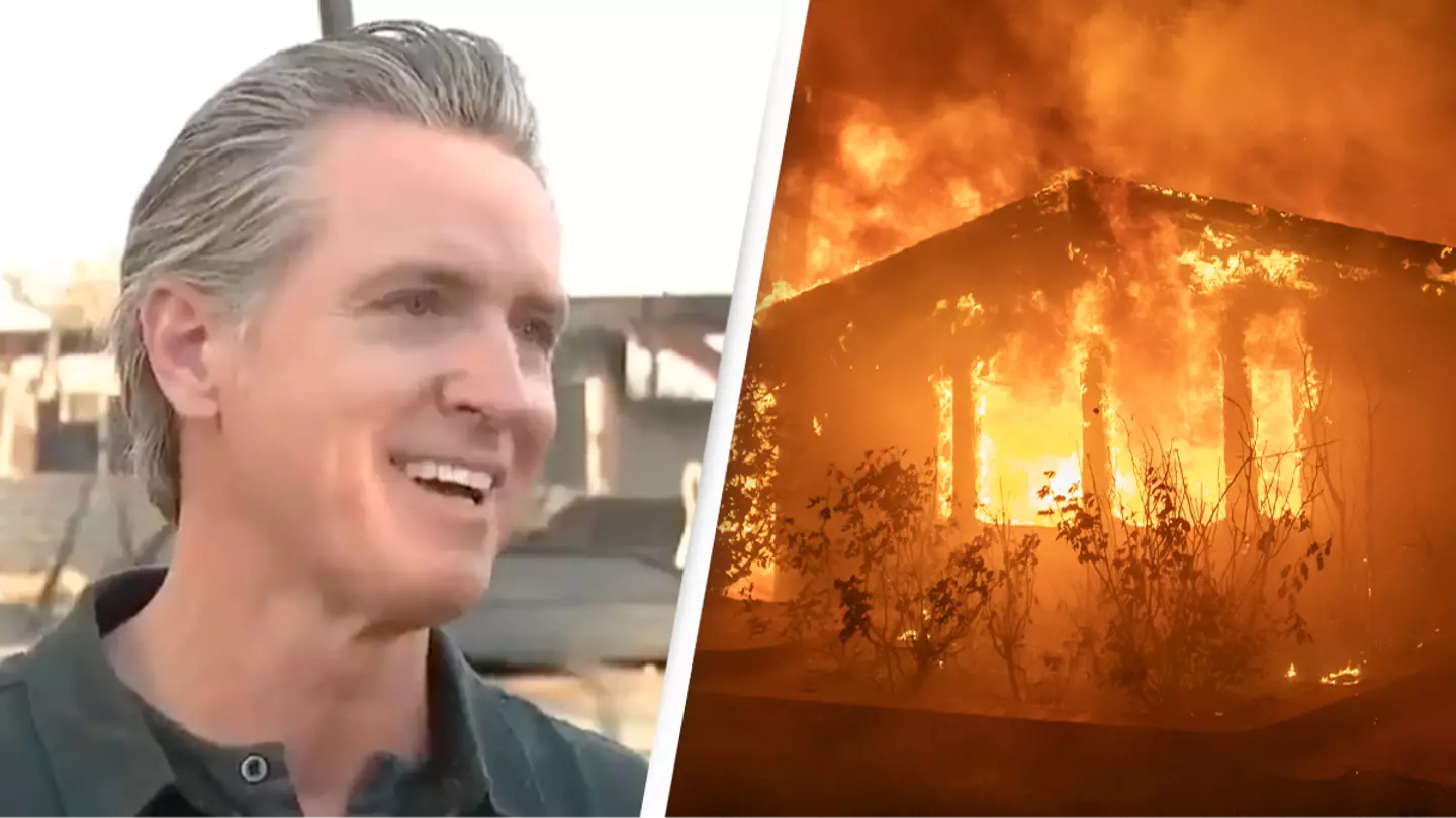 California governor slammed for bizarre body language in live broadcast while speaking about LA wildfires