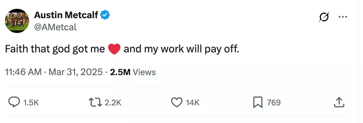 Austin Metcalf's final social media post (Twitter/ @AMetcal)