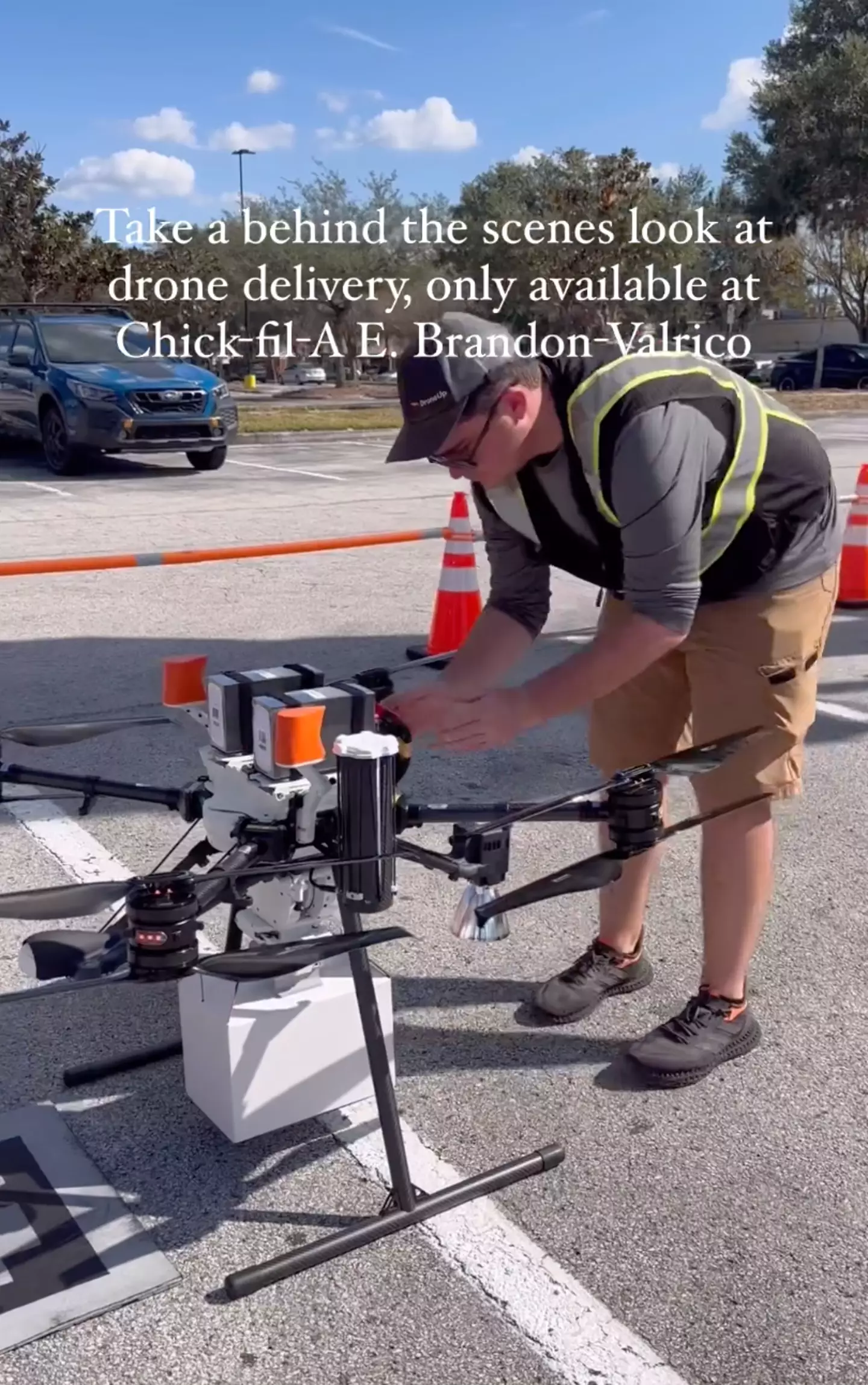 The fast food chain has partnered with DroneUp to offer the drone delivery service.