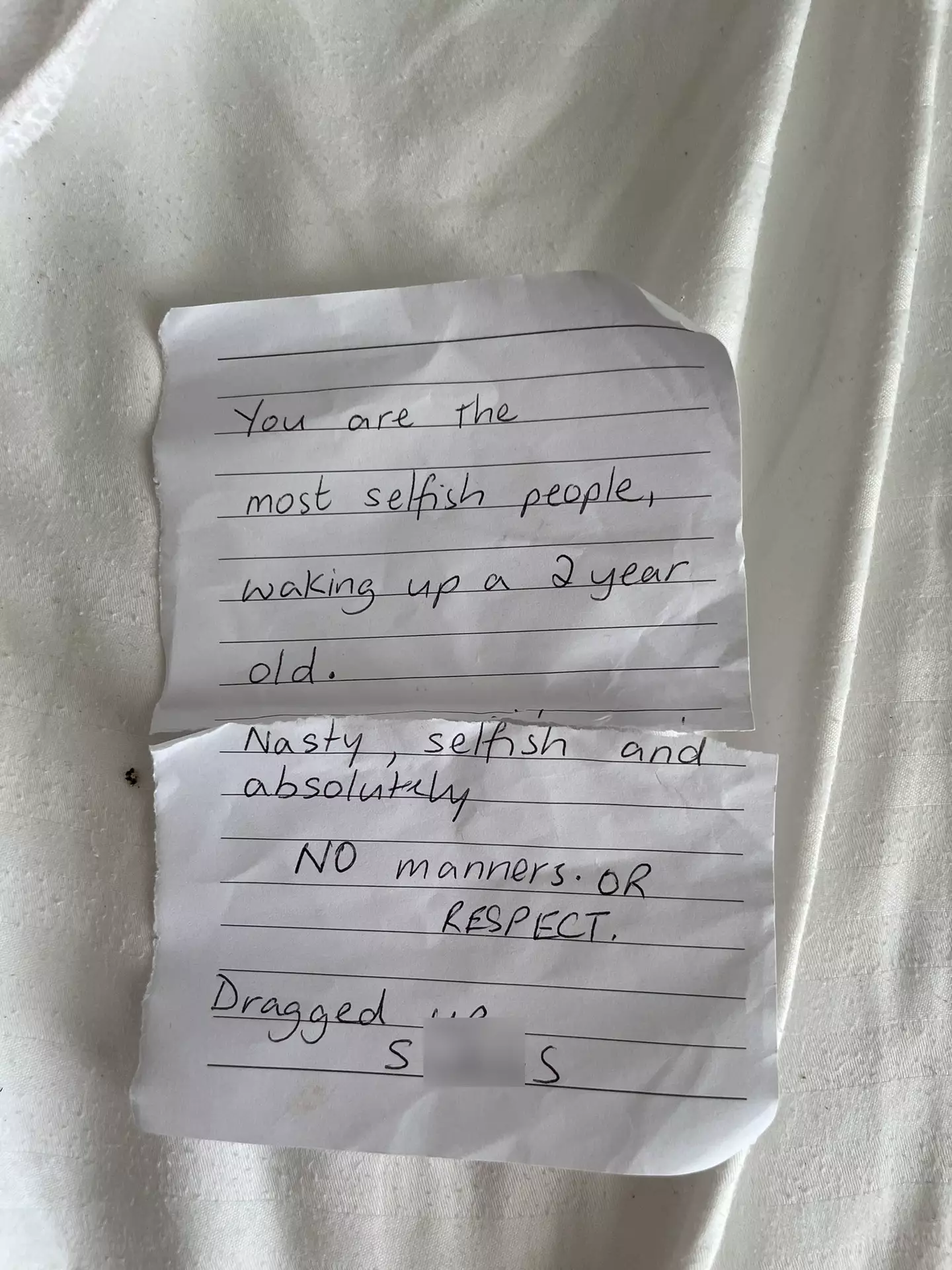 The note was slipped under the DJ's door.