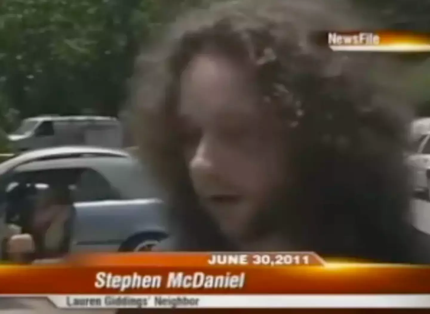 The moment Stephen McDaniel found out the body of his victim had been discovered was captured on live TV.