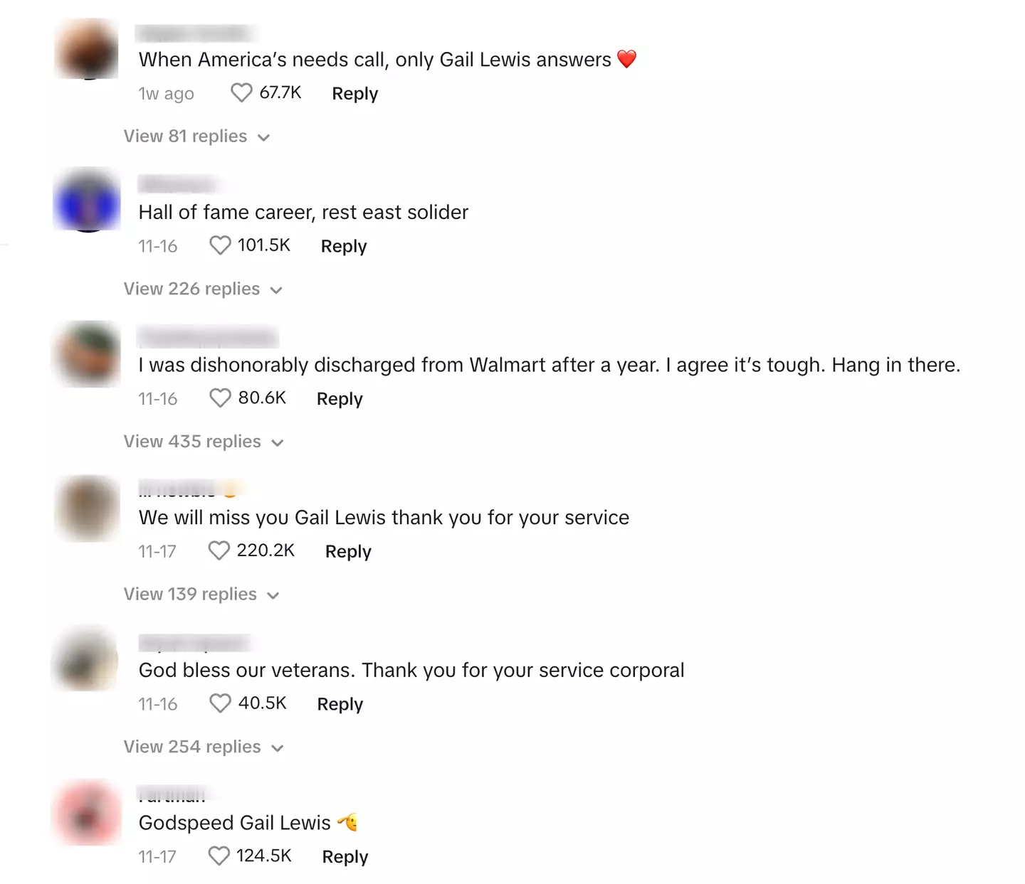 Gail's video has generated thousands of comments.
