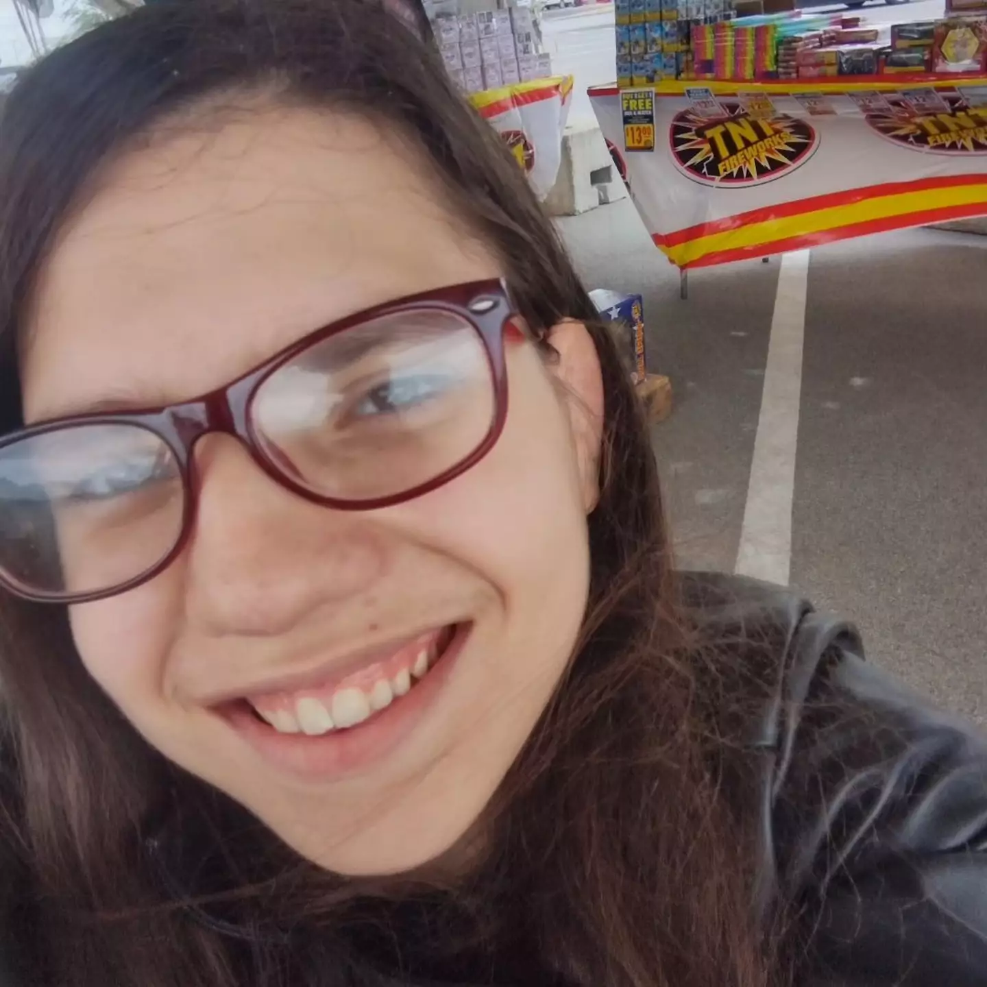 Natalia was selling fireworks with her new family.