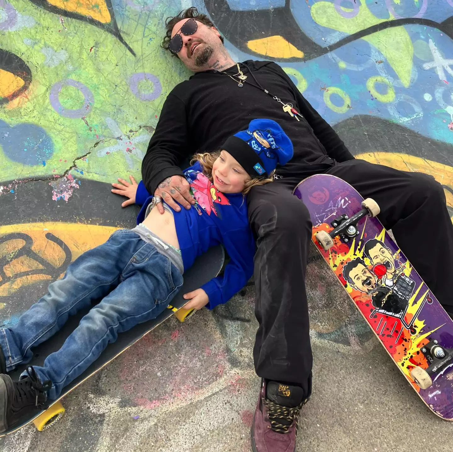 Margera with son Phoenix earlier this year.