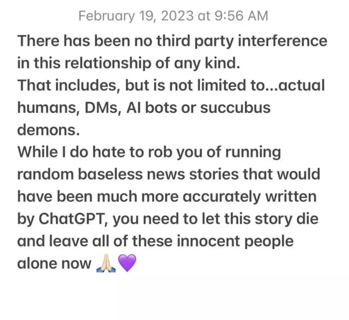 The Transformers actor released a statement about the cheating allegations.