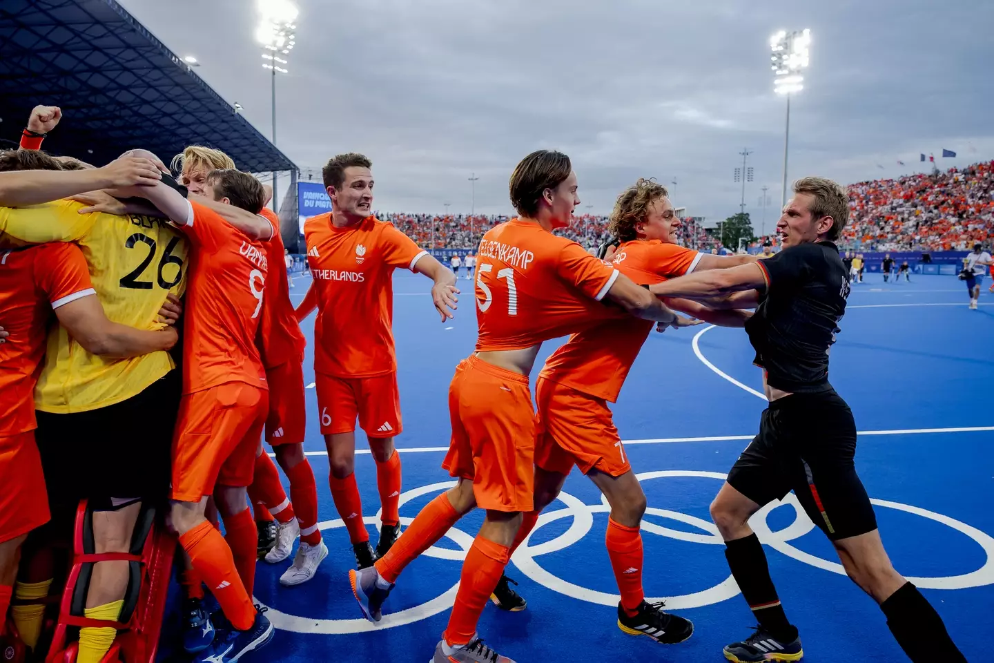Things got heated after the match. (Eric Verhoeven/Soccrates/Getty Images)