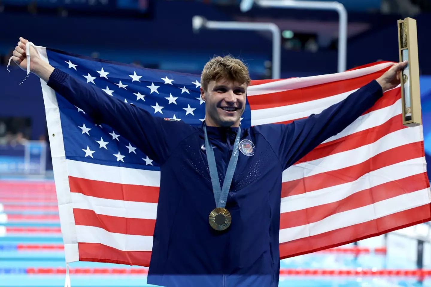 World record holder at the men's 1,500m freestyle, and Olympic gold medallist, Bobby Finke of Team USA. (Quinn Rooney/Getty Images)