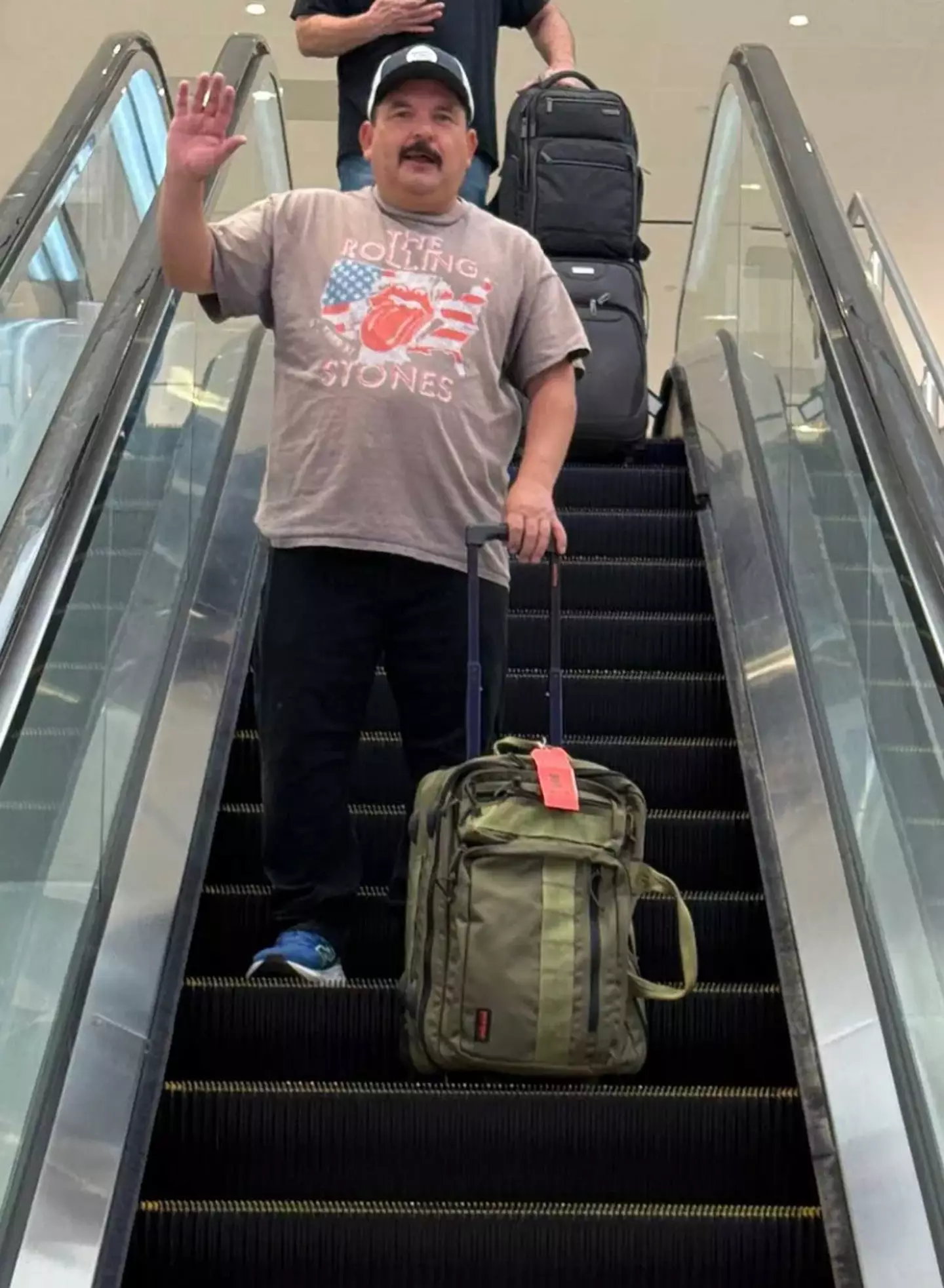 Kimmel shared a photo of Guillermo Rodriguez on an escalator (Jimmy Kimmel Live/Instagram)