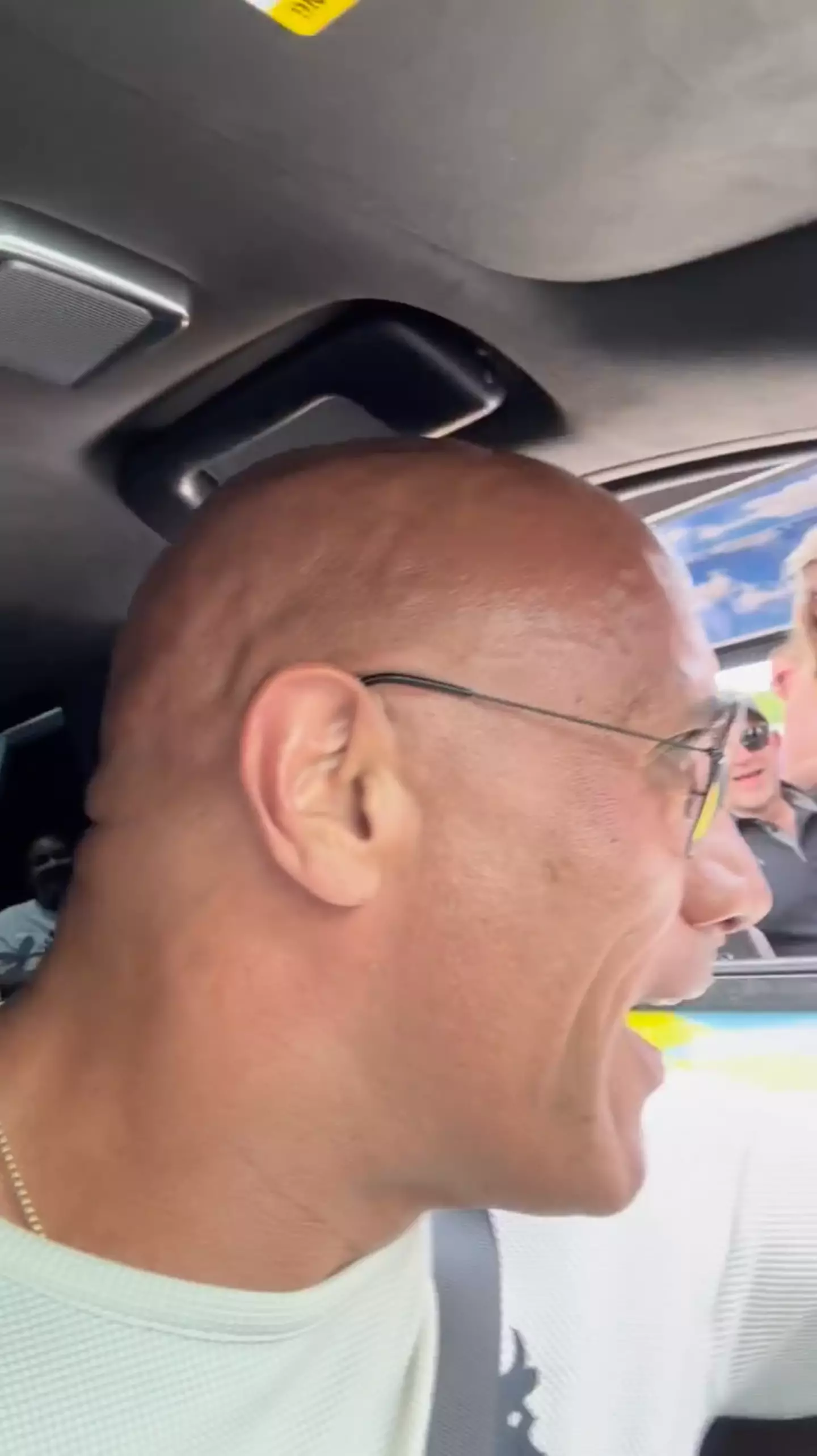 The Rock surprised the tour bus.