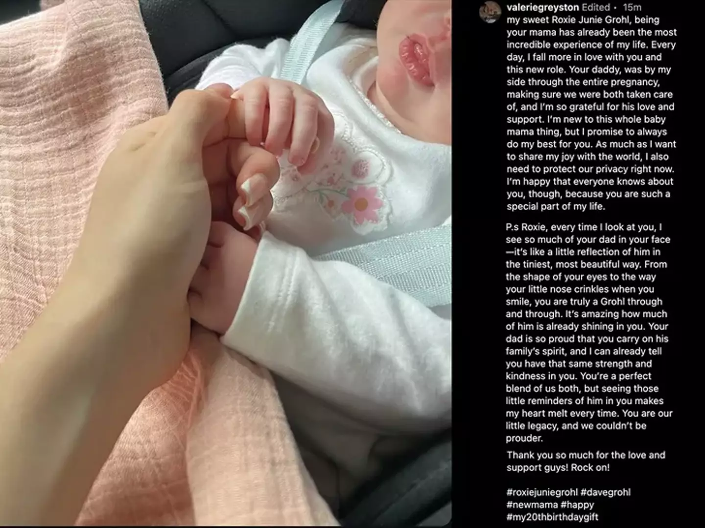 Someone took to Instagram to share a picture of a baby they claimed is Dave Grohl's (Instagram/ @valeriegreyston)