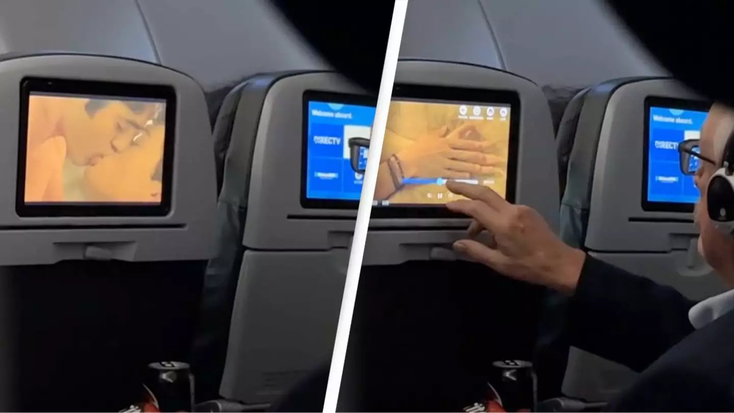 Man's reaction to watching X-rated movie scene on a plane is leaving people divided