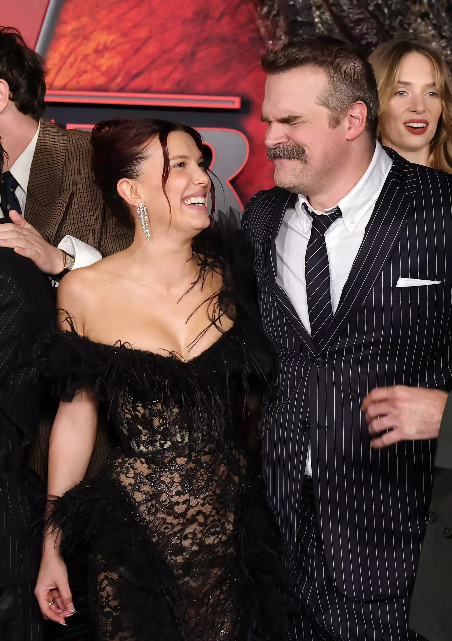 David Harbour and Millie Bobby Brown were all smiles on the red carpet despite rumors (Kevin Winter/Getty Images)