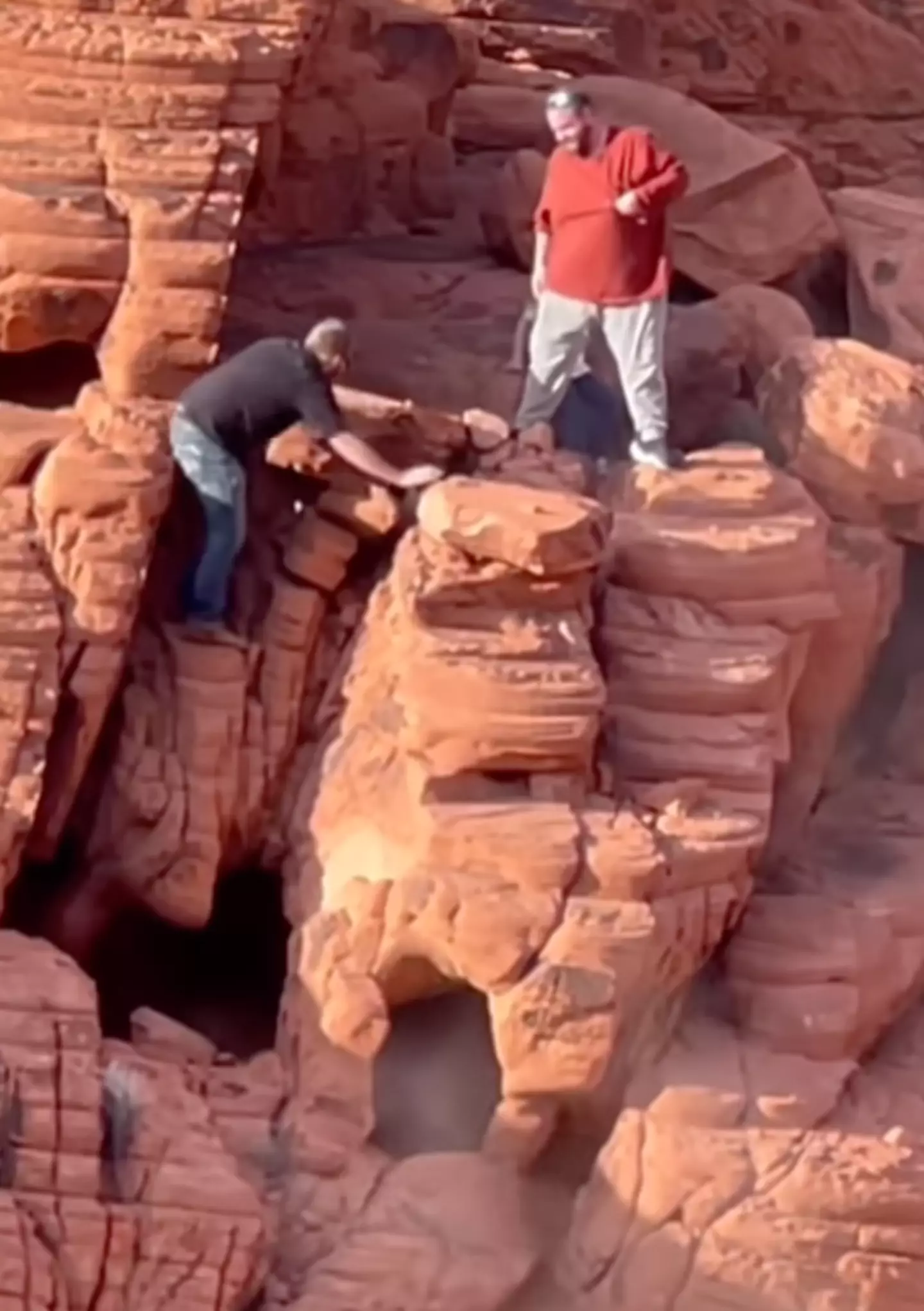 The tourists knocked two rocks down from the formation (Facebook/ Lake Mead National Recreation Area - National Park Service)