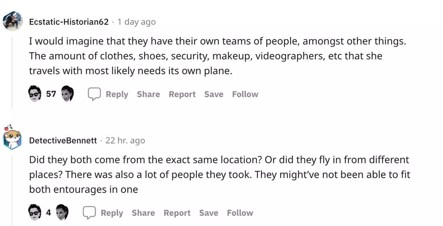 Some users tried to stick up for Jenner and Scott, theorising reasons they might have needed to fly separately.