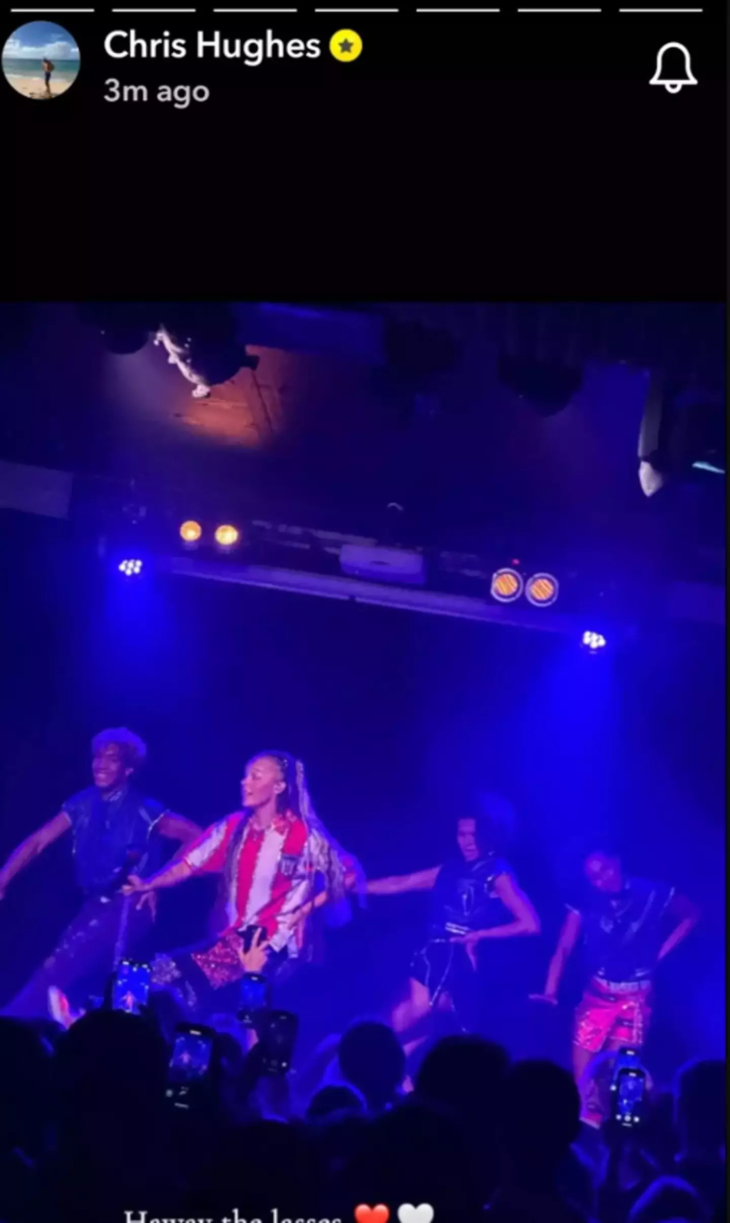 JoJo recently wore a bedazzled Sunderland AFC shirt at her London gig (Snapchat/Chris Hughes)