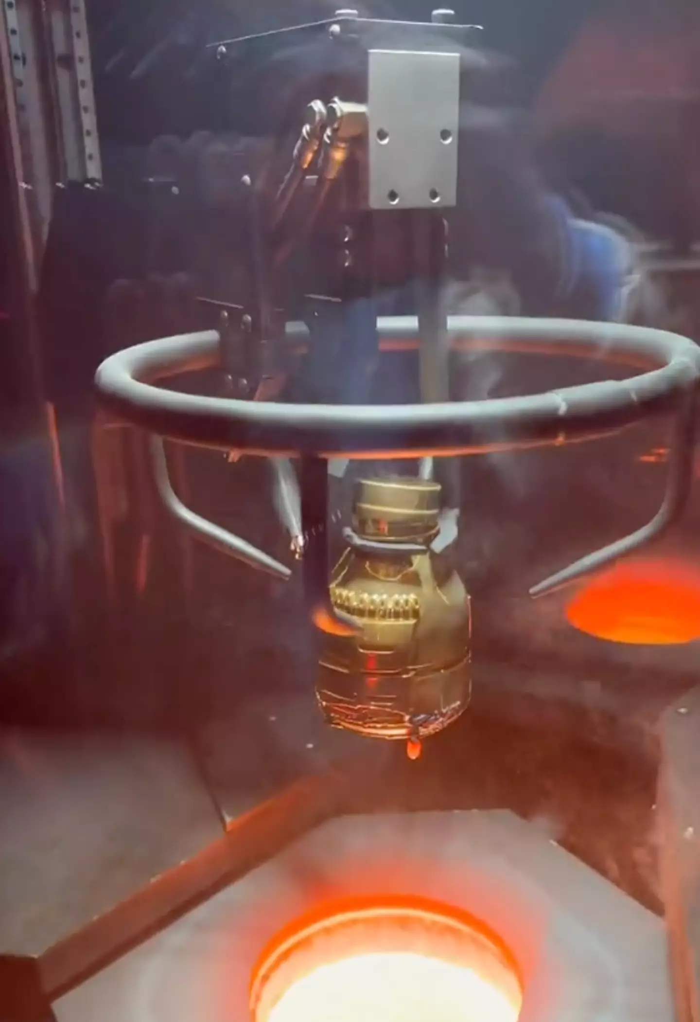 The solid gold bottle was dipped into lava.