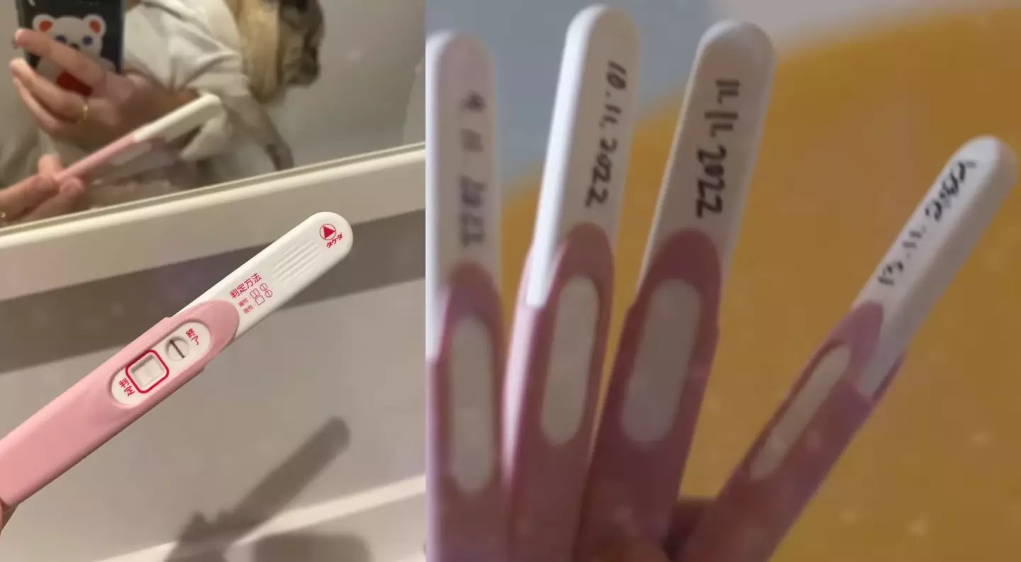 The YouTuber showed positive pregnancy tests in his video.