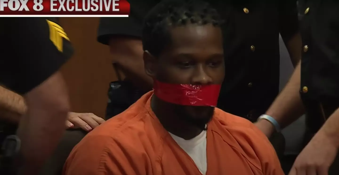 Franklyn Williams refused to keep quiet in court so had his mouth taped shut.