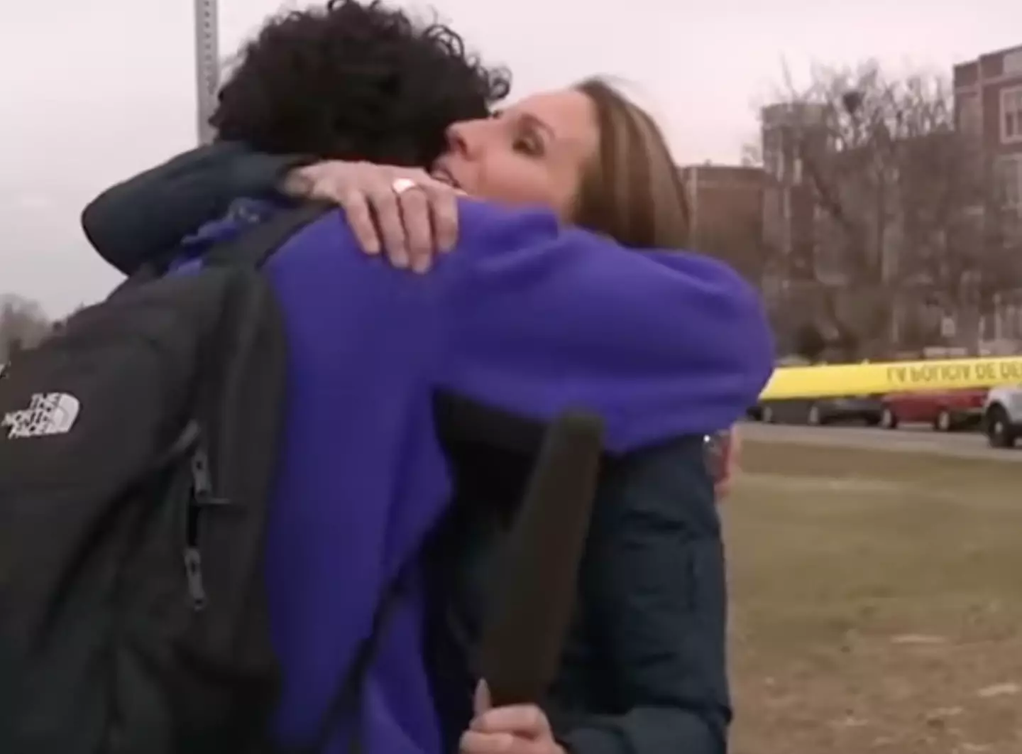 The reporter emotionally hugged her son while on air.