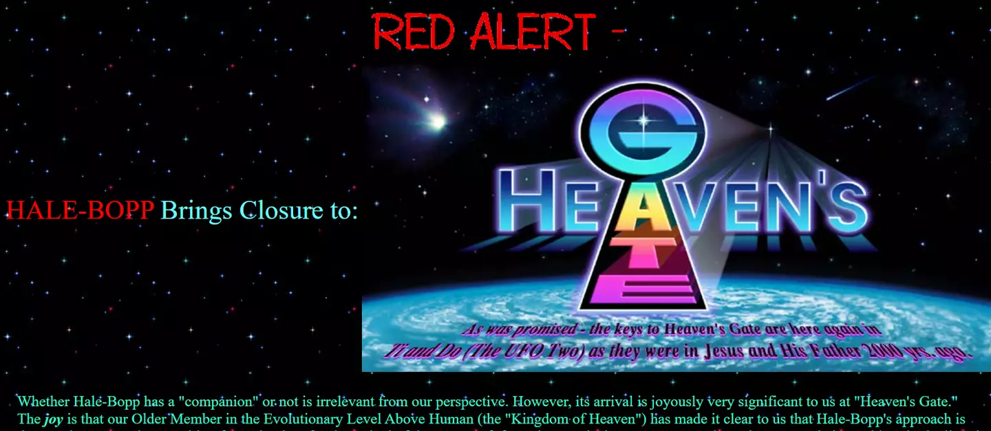 Cult Heaven's Gate website. (Heaven's Gate) 