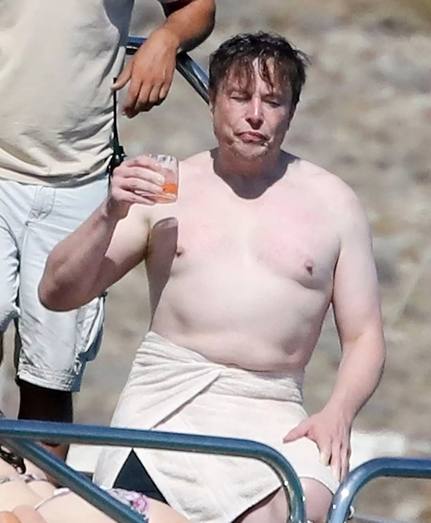 Elon Musk was snapped topless on a yacht.