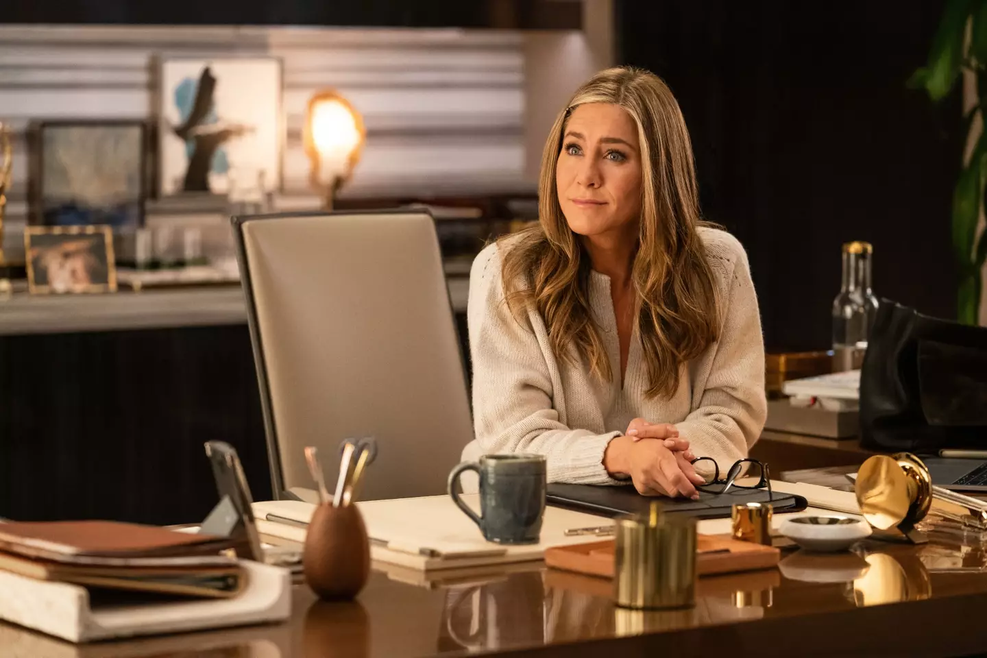 Jennifer Aniston as Alex Levy in The Morning Show.