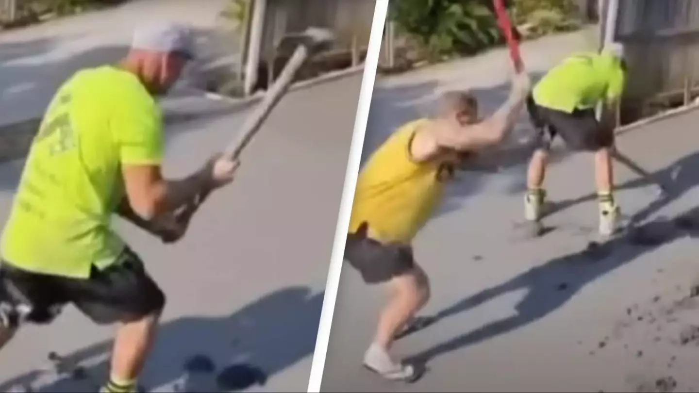 Builders smashed up concrete driveway after homeowner refused to pay them for their work