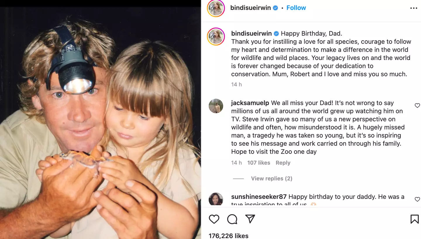 Bindi shared a photo of her and her father doing what he loved.