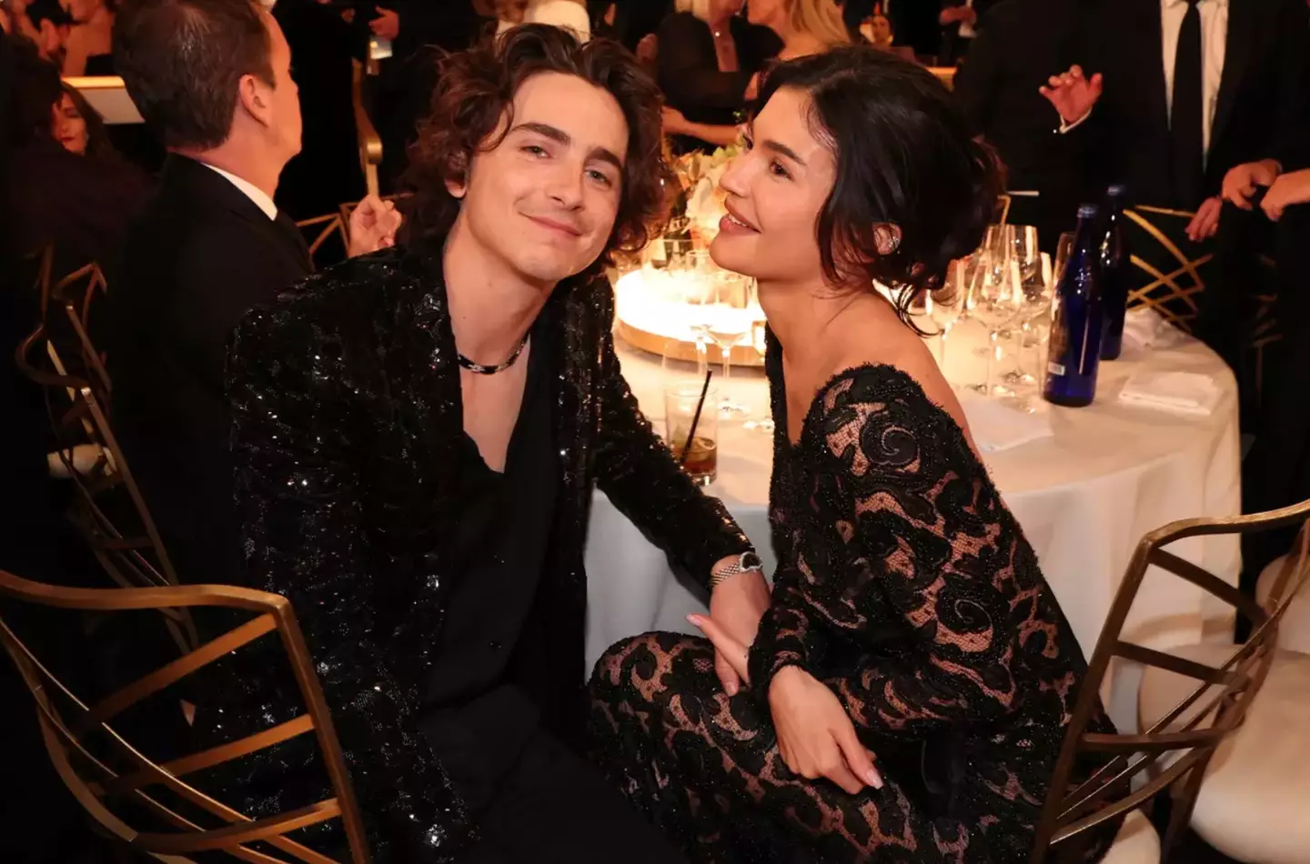 Timothée Chalamet and Kylie Jenner at the Golden Globes.