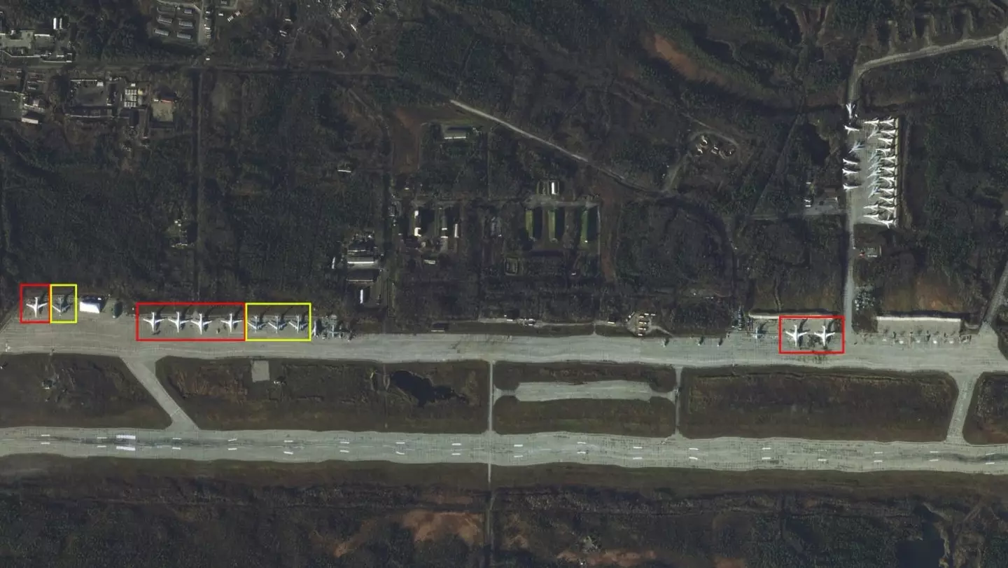 Satellite footage appears to show a buildup of nuclear bombers at a Russian airbase near the NATO border.