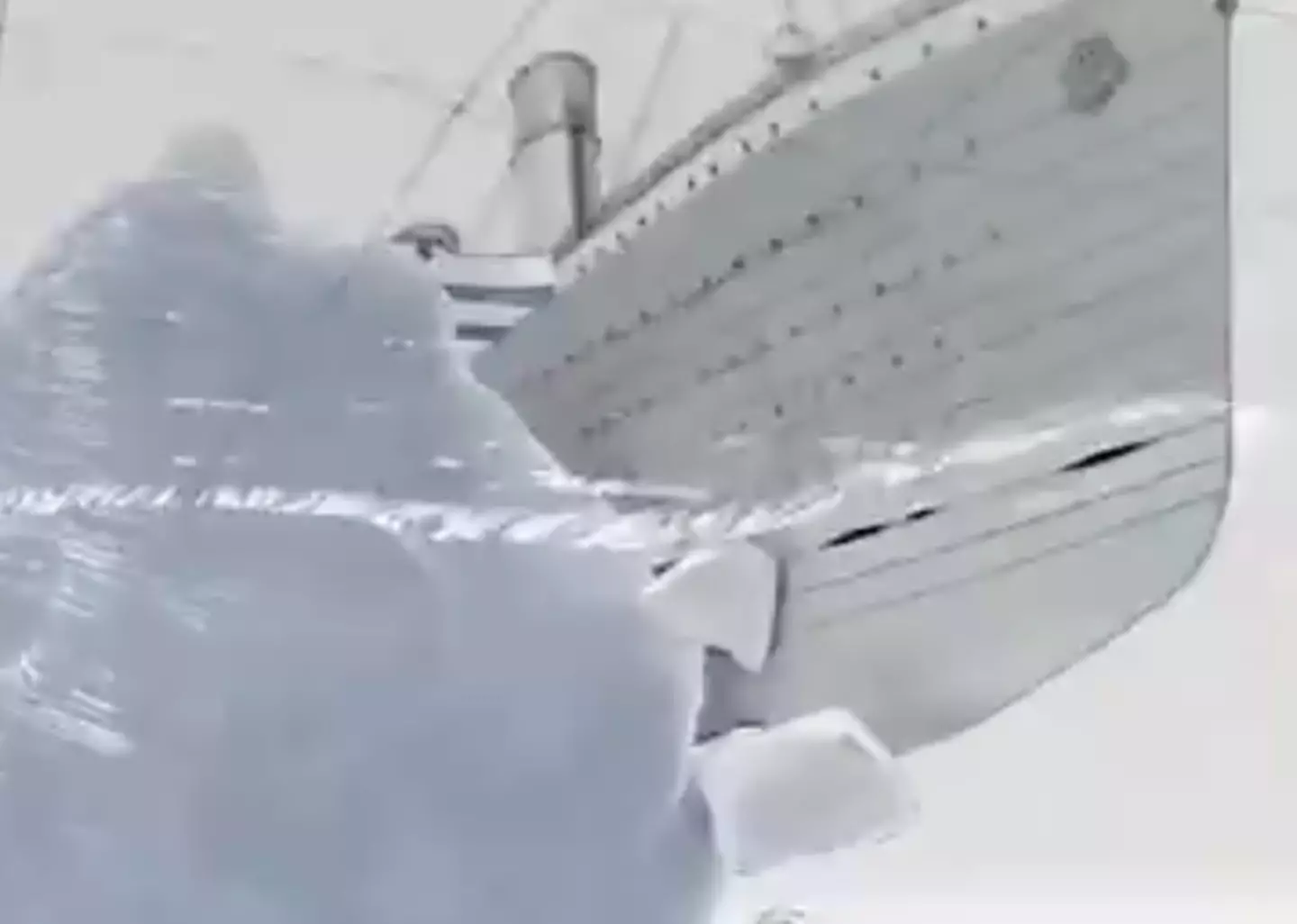 The animation shows how the Titanic started to take on water.