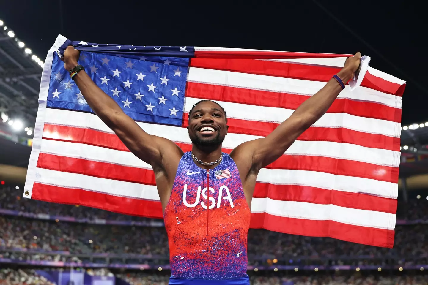 Lyles won by a staggeringly small margin in a hair-raising 100m final. (Christian Petersen/Getty Images)