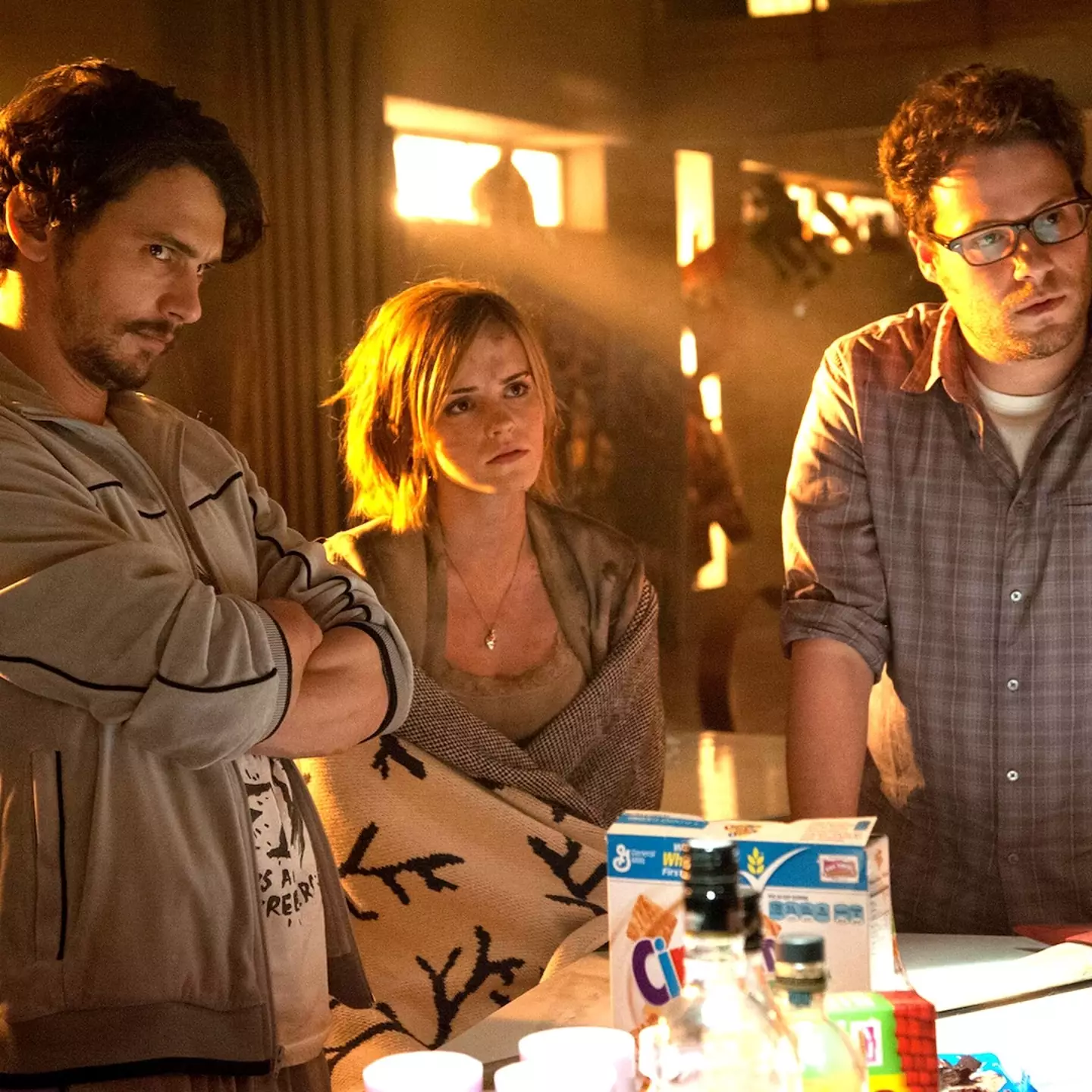 Rogen, James Franco and Emma Watson in This Is The End.