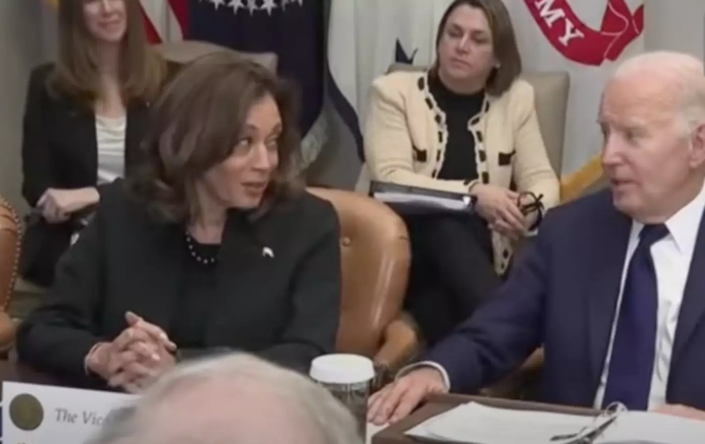 The Vice President appears to shoot Biden a look when he says the phrase (CNN-News18/YouTube)