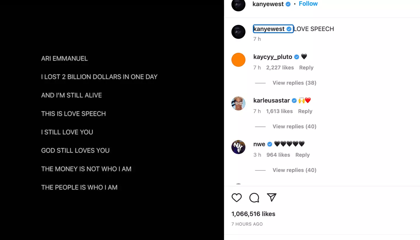 West directed his post at the CEO of Endeavor.