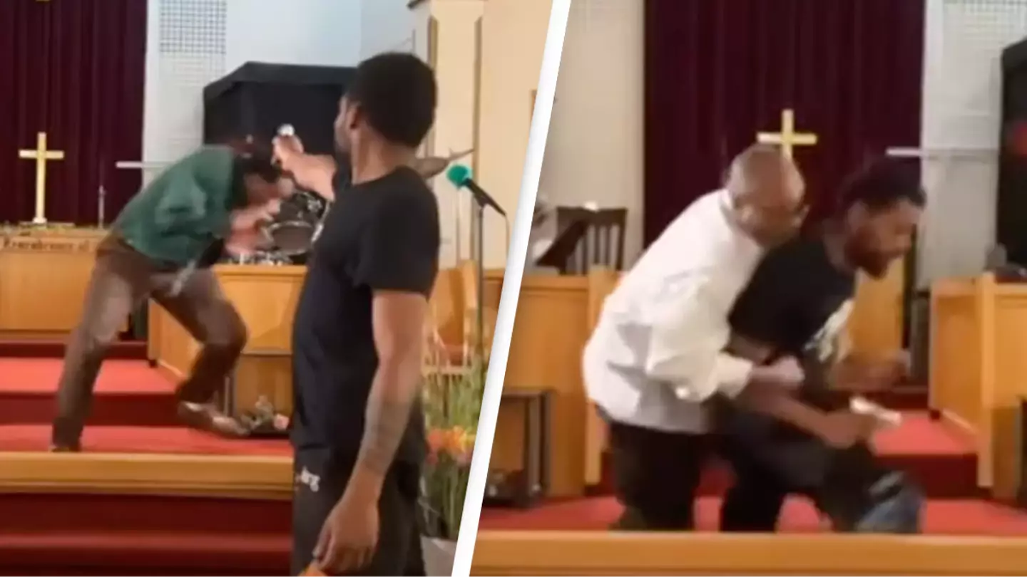 Terrifying moment gunman tries to shoot pastor during church sermon