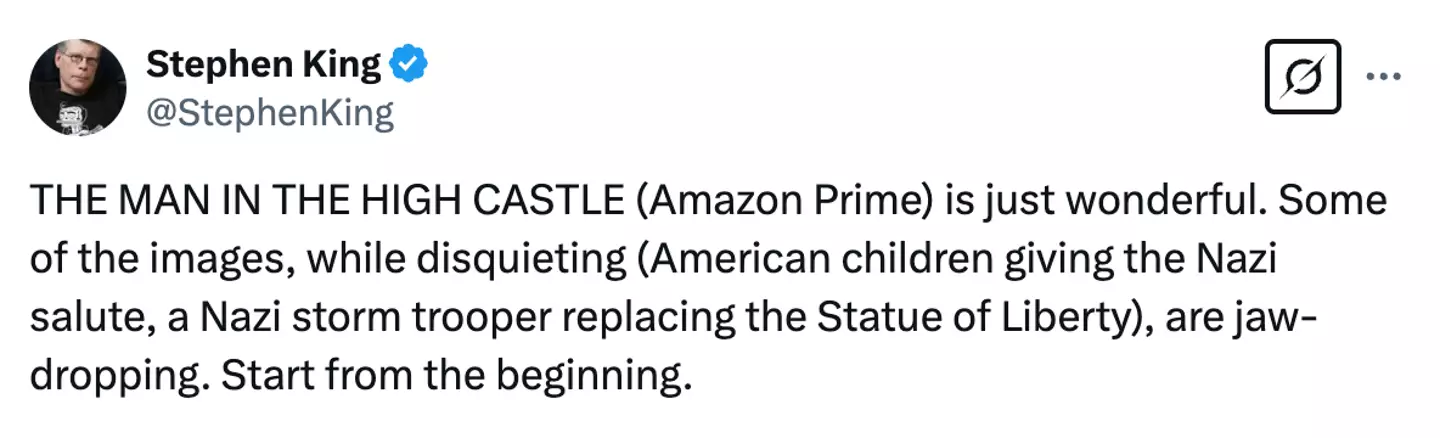 King said the series is 'wonderful' (Twitter)