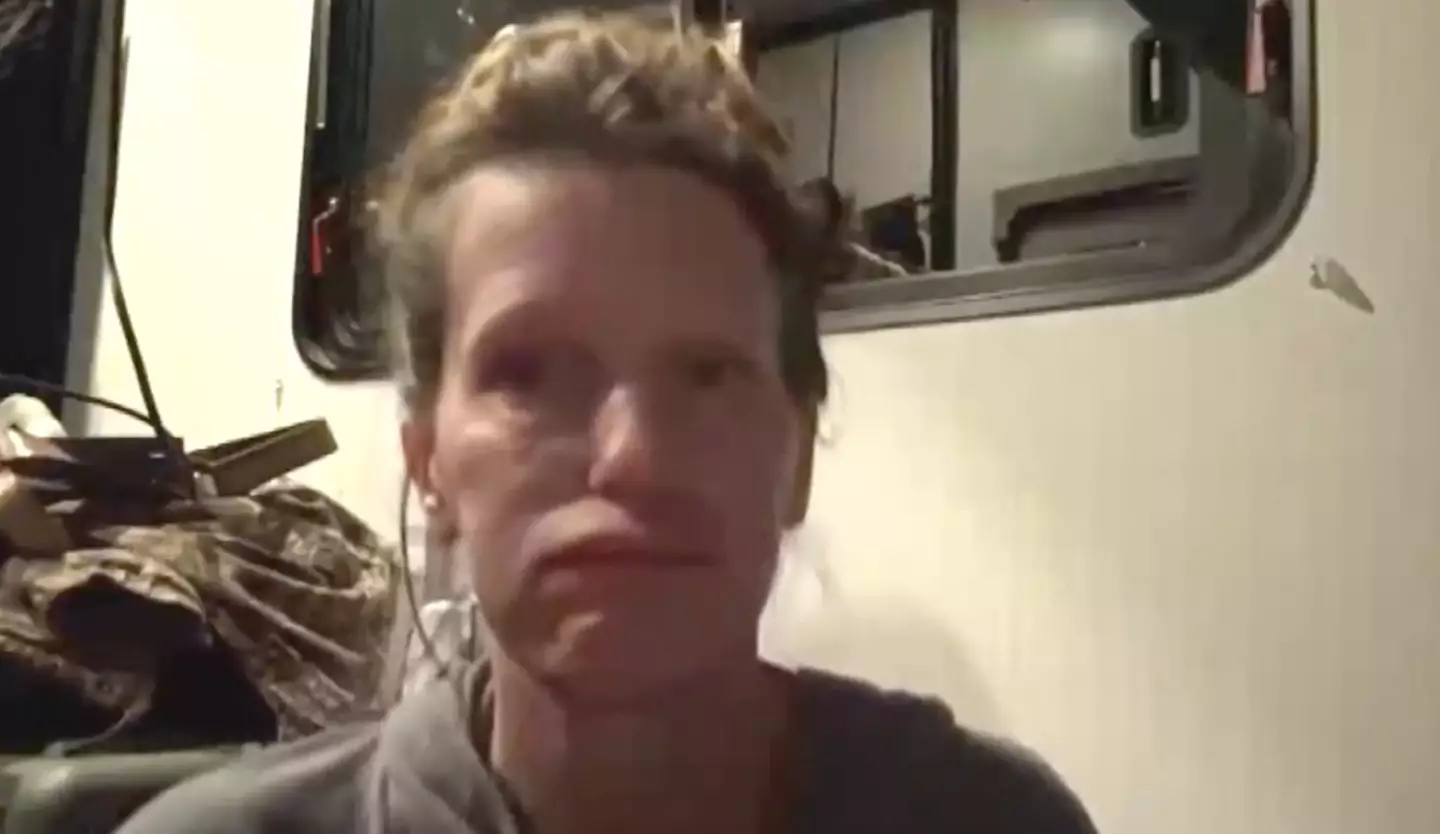 Marine Corps veteran Catherine Banks was visibly upset when walking to NBC about being 'humiliated' by Delta (NBC)