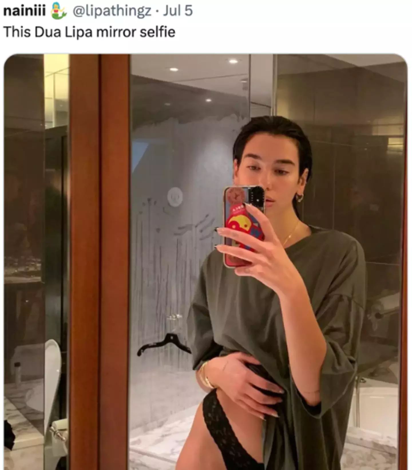 She shocked fans with her racy bathroom picture Instagram/@dualipa/Twitter