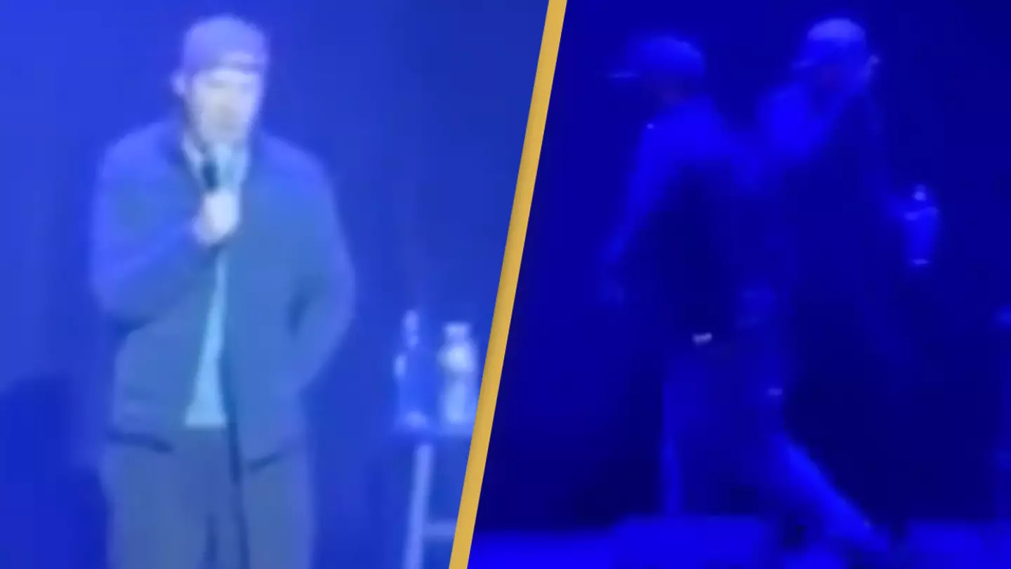 Comedian Nick Swardson escorted off stage by security after his gig descends into total chaos with furious audience