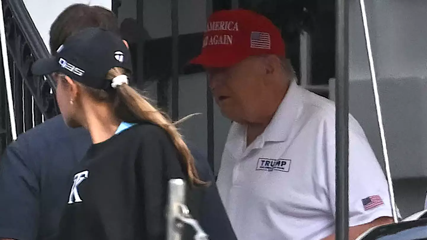 Trump has been pictured on Saturday (ANDREW CABALLERO-REYNOLDS/Getty)