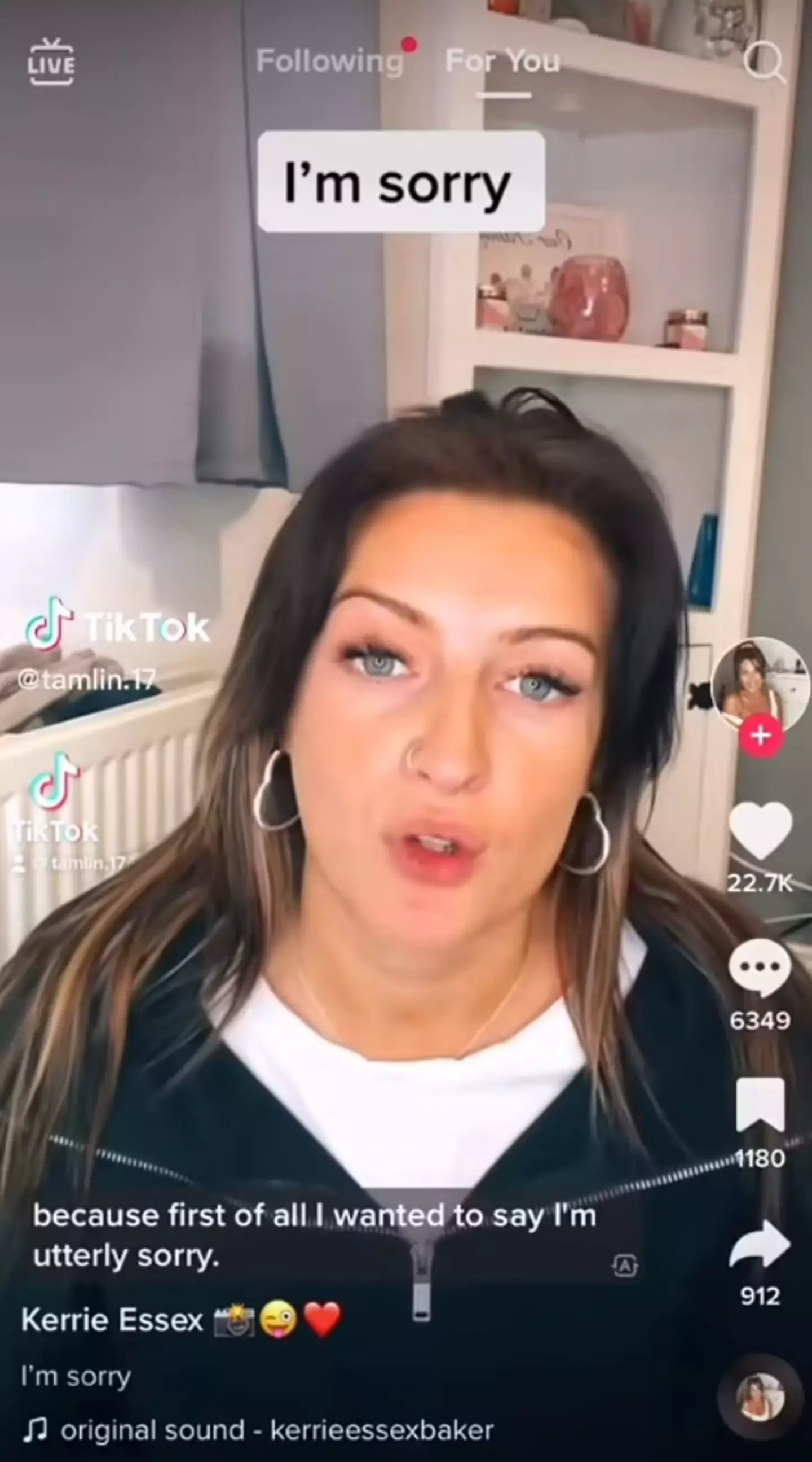 Baker apologised before her TikTok was deactivated.